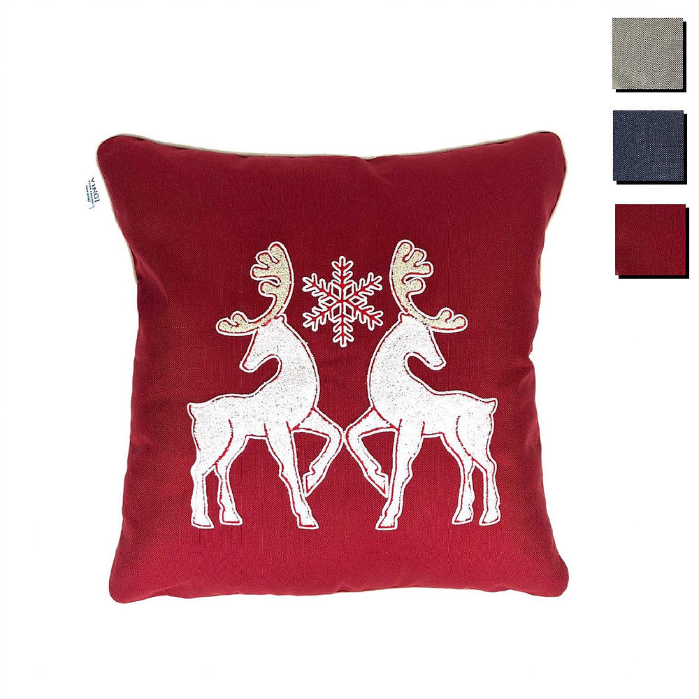 Cuscino natalizio VINGI addobbi Natale arredo decoro 50x50 cm ricamo renna 0661