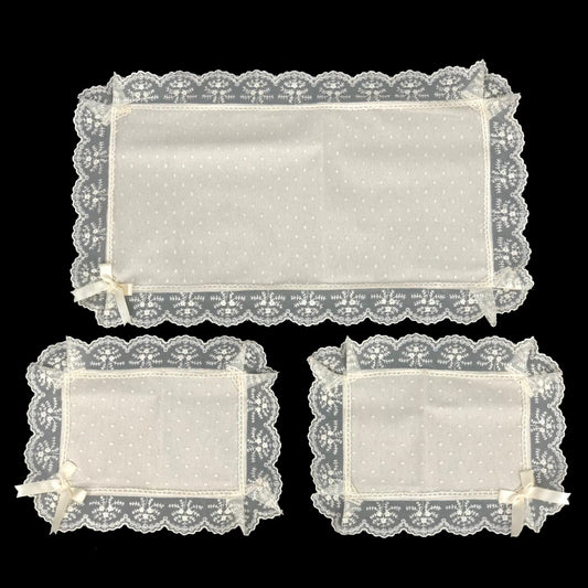 Completo centrini e runner set 3 pezzi Nausikaa con macrame' art.Lory 0753