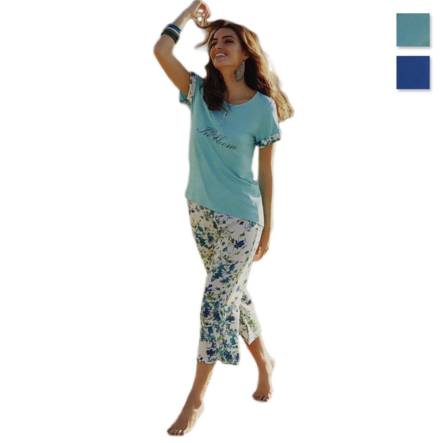 Pigiama donna mezze maniche estivo in cotone Andra in taglie da I a V 0884