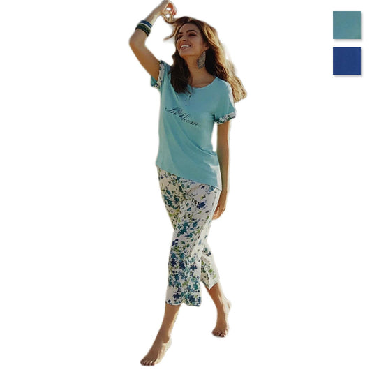 Pigiama donna mezze maniche estivo in cotone Andra in taglie da I a V 0884