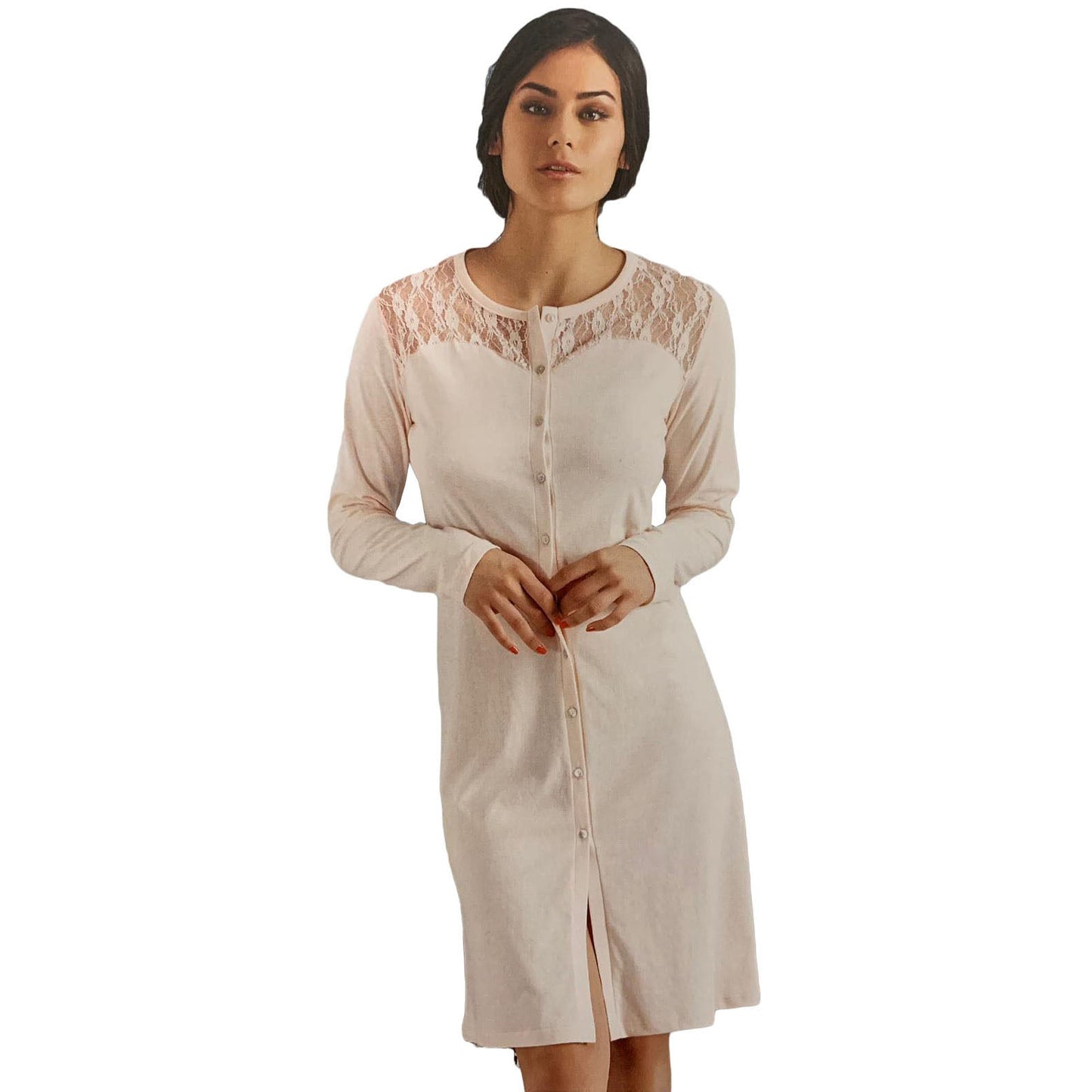 Canotta clinica donna lunga in cotone con pizzo Vilfram in taglie 46 a 54 0892