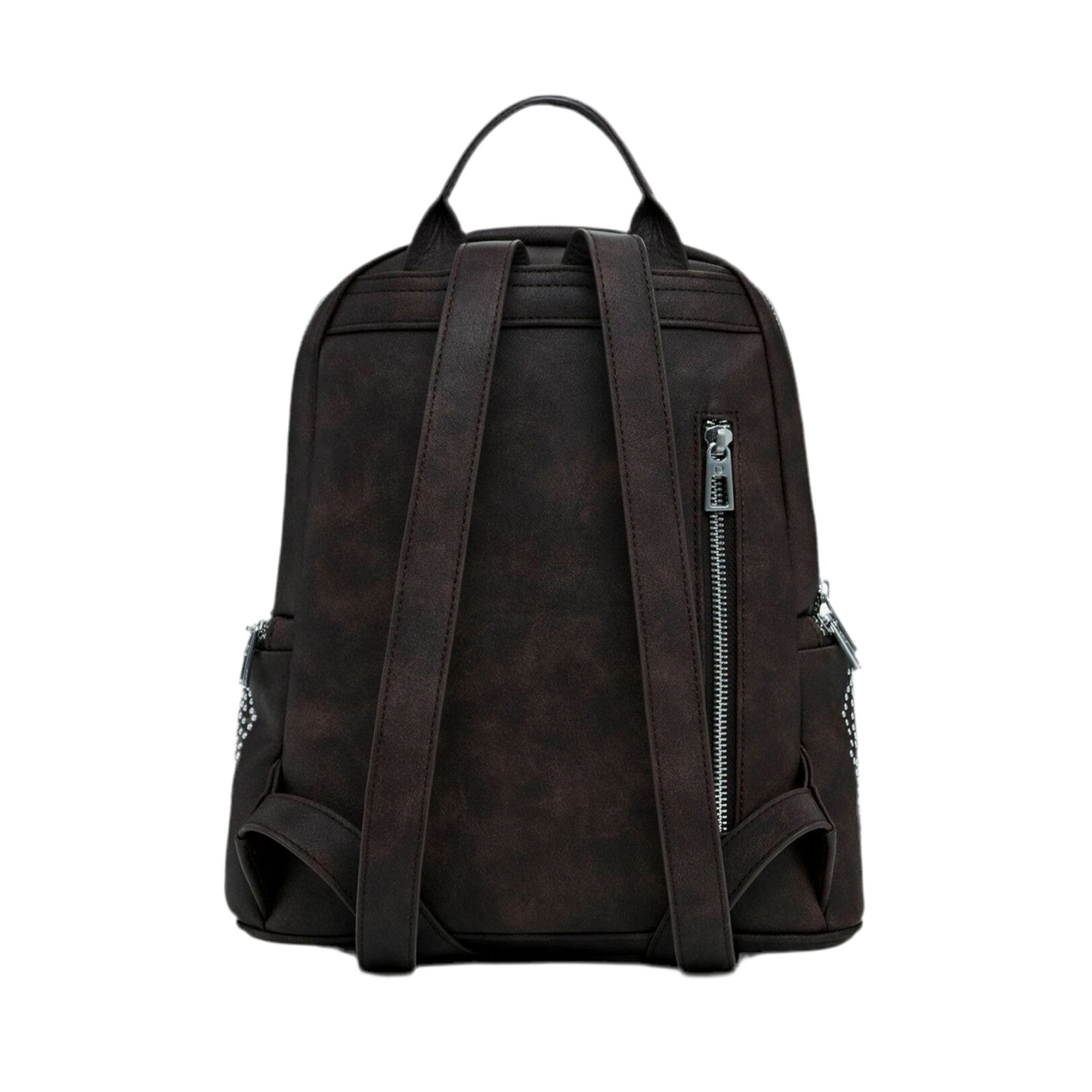 DESIGUAL Zaino Donna Marrone Poker Face Chester Mini con Borchie