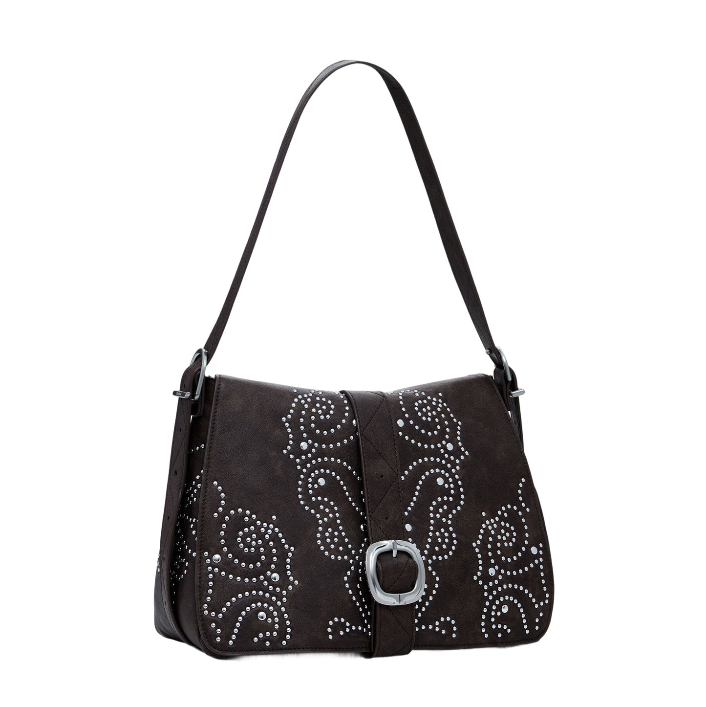 DESIGUAL Borsa Donna Marrone Poker Face Posadas con Borchie