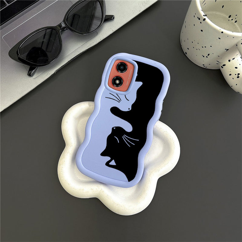 G04 4G Black kitten Silicone Case for Moto G04 4G with Shockproof features suitable for Casual