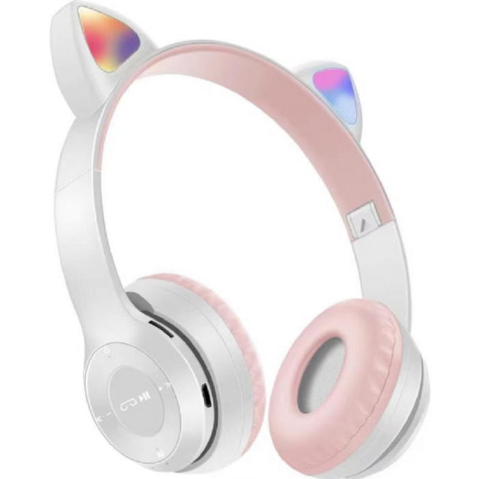 Cuffie stereo bluetooth 5.0 senza filo con orecchie di gatto led colorati