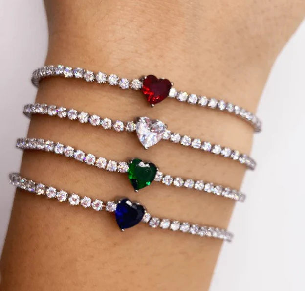 Bracciale Pietre Luminose Con Cuore Centrale Taglia Unica