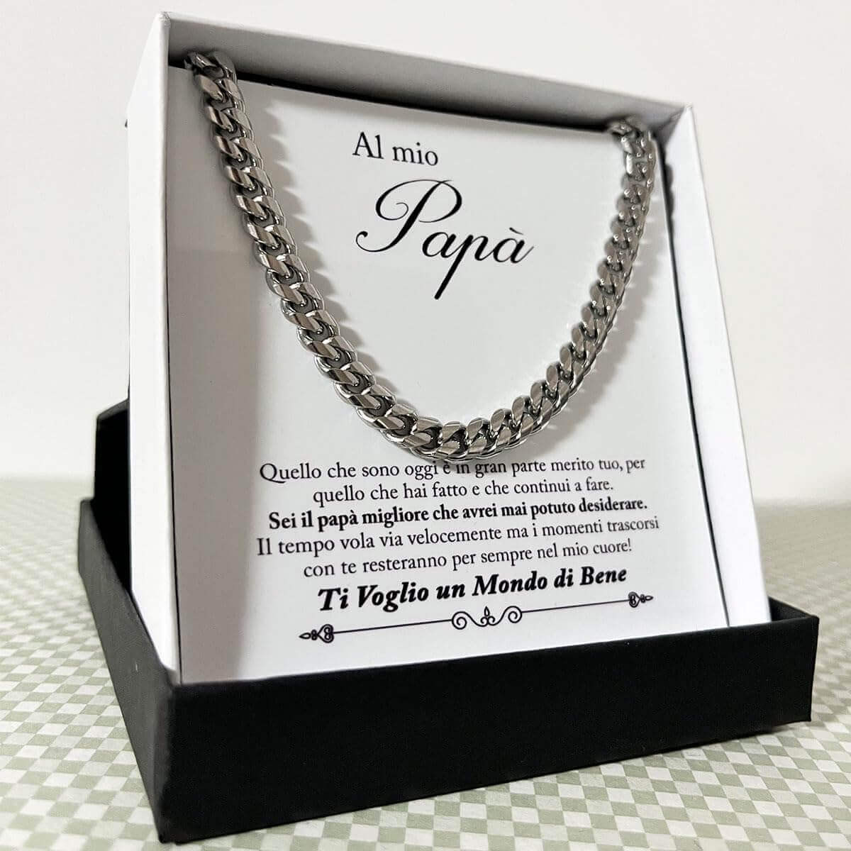 Collana da Uomo - Al Mio Papà Ti Voglio Un Mondo Di Bene.