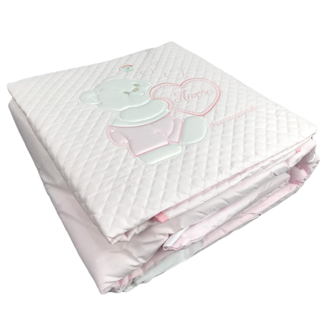 Trapuntino invernale ricamato Nazareno Gabrielli culla lettino + paracolpi 1217