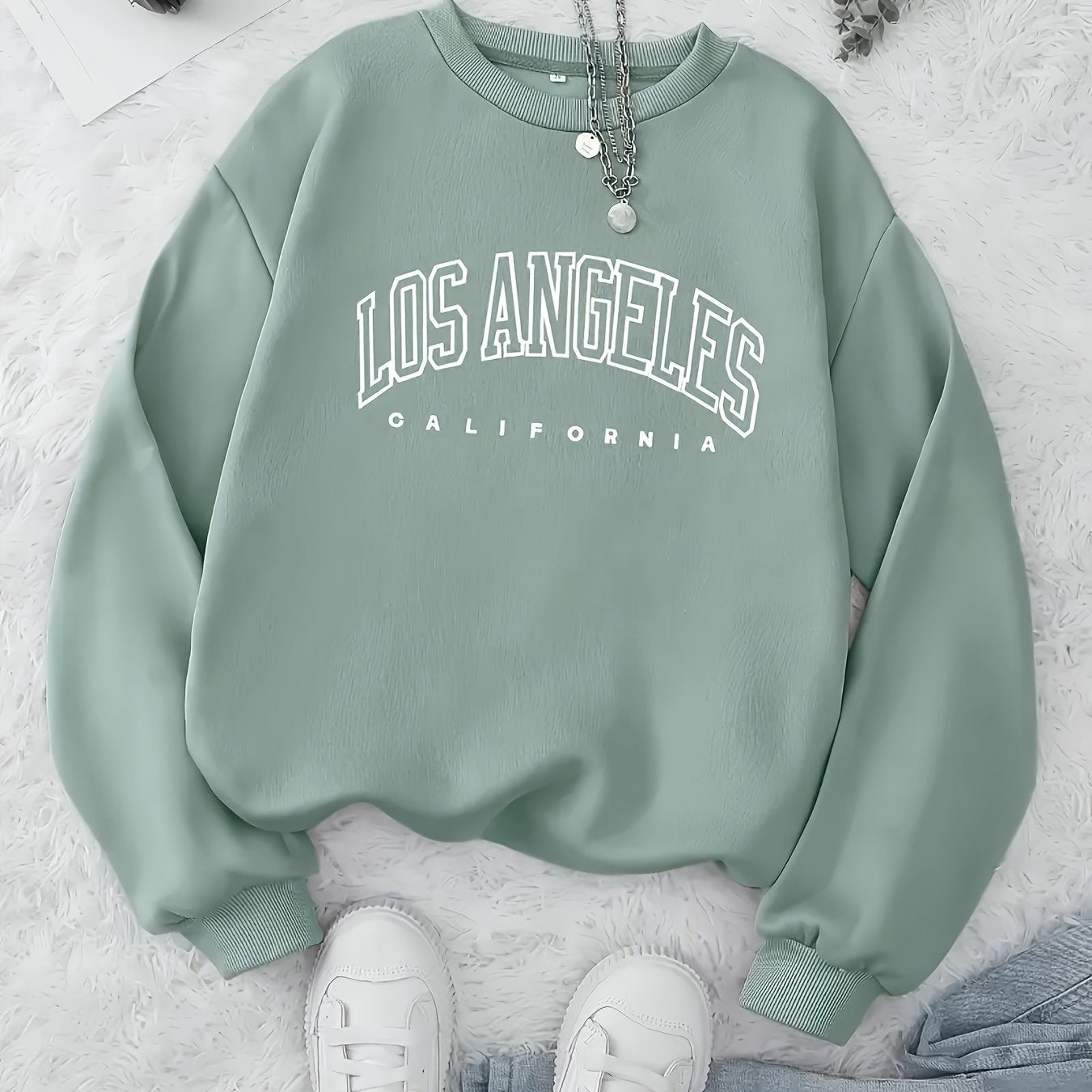 Letter Print Pullover Sweatshirt, Casual Long Sleeve Crew Neck Sweatshirt For Fall & Winter, Women's Clothing