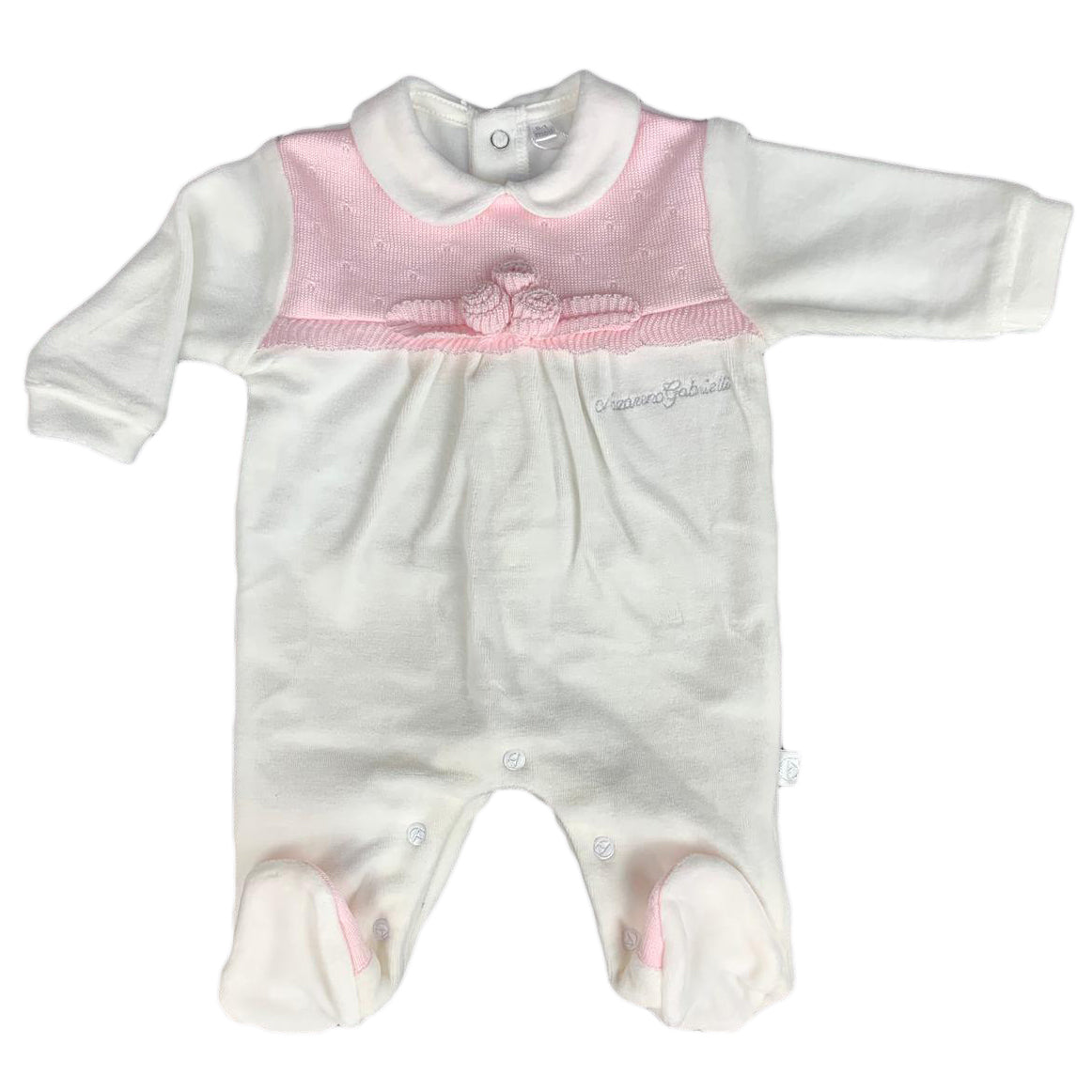 Tutina body neonato in ciniglia Nazareno Gabrielli tuta body bimba ricamata 1230