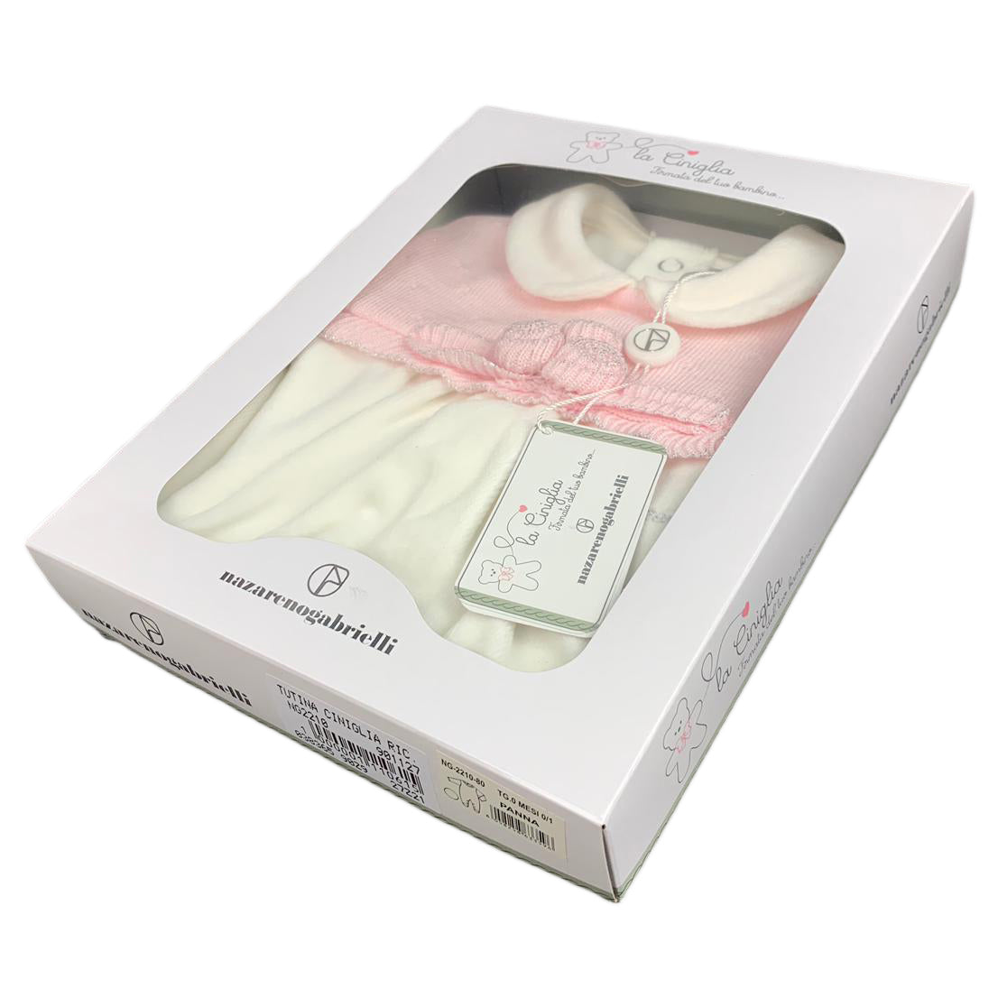 Tutina body neonato in ciniglia Nazareno Gabrielli tuta body bimba ricamata 1230