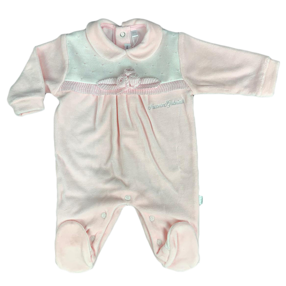 Tutina body neonato in ciniglia Nazareno Gabrielli tuta body bimba ricamata 1230