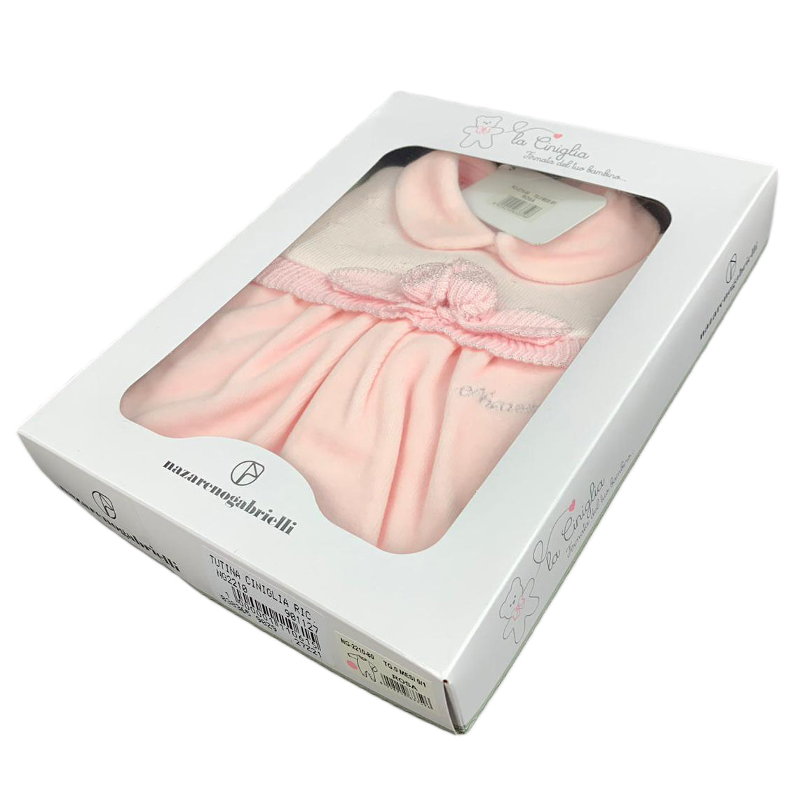 Tutina body neonato in ciniglia Nazareno Gabrielli tuta body bimba ricamata 1230