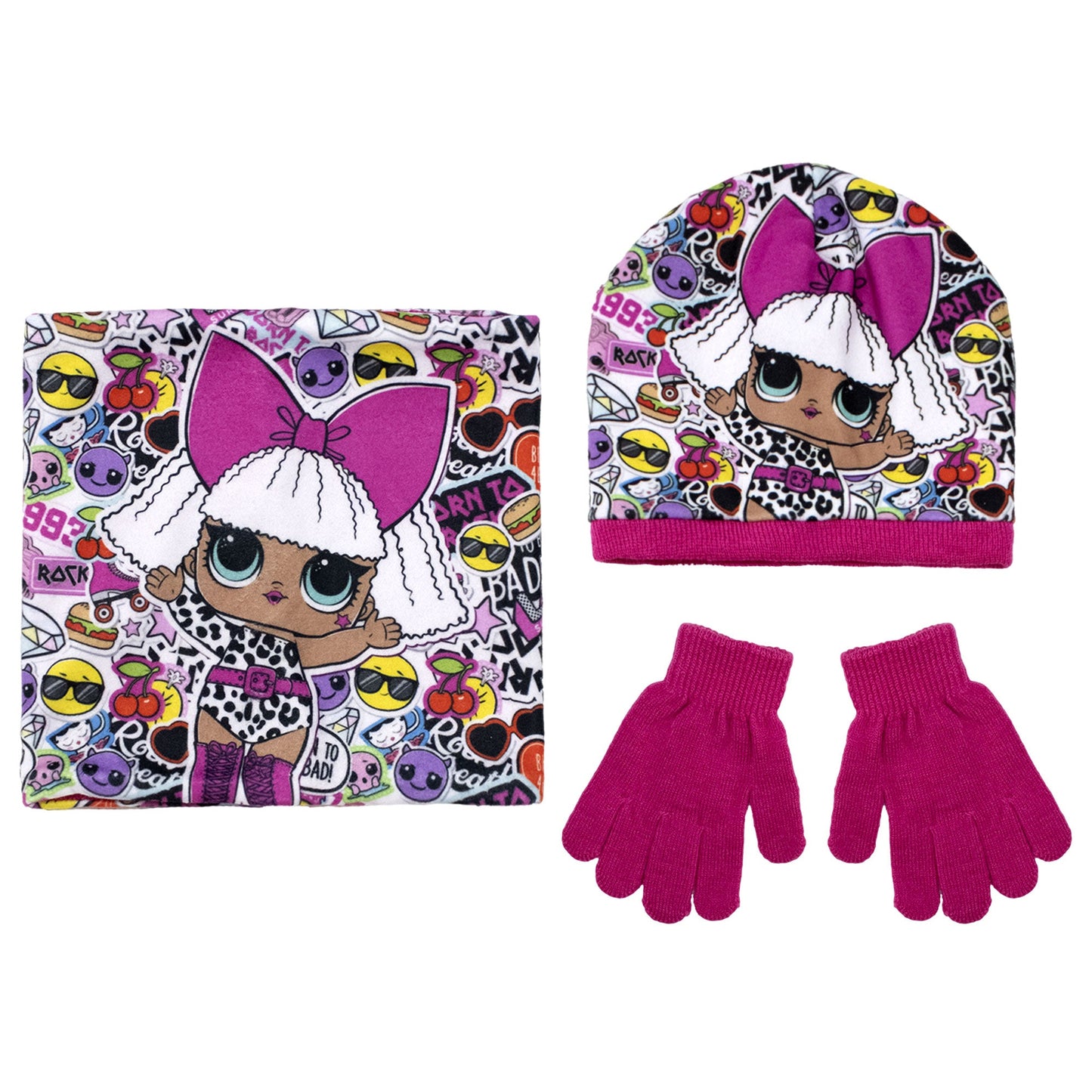 Set cappello guanti e scaldacollo invernale cappellino bambina LOL Surprise 1278