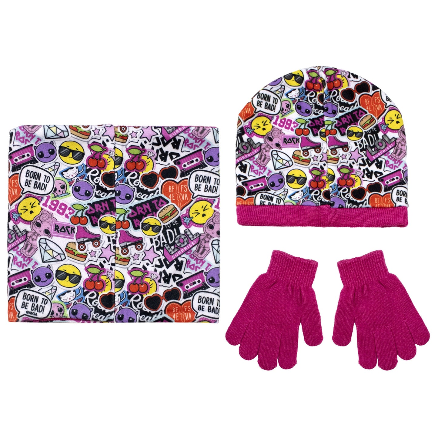 Set cappello guanti e scaldacollo invernale cappellino bambina LOL Surprise 1278