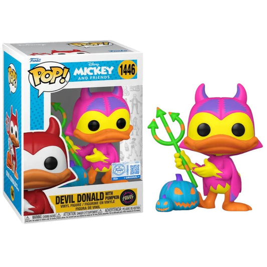 Funko Pop ! Disney - Mickey and friends - Devil Donald With Pumpkin (1446) - Black Light Chase Limited Edition