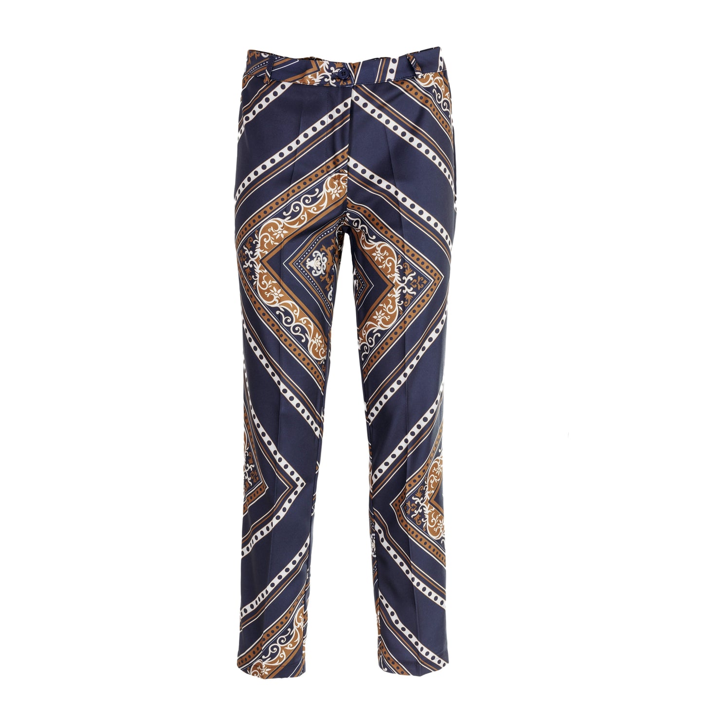 Pantalone donna elegante stampato cerimonie sera made in italy 1478