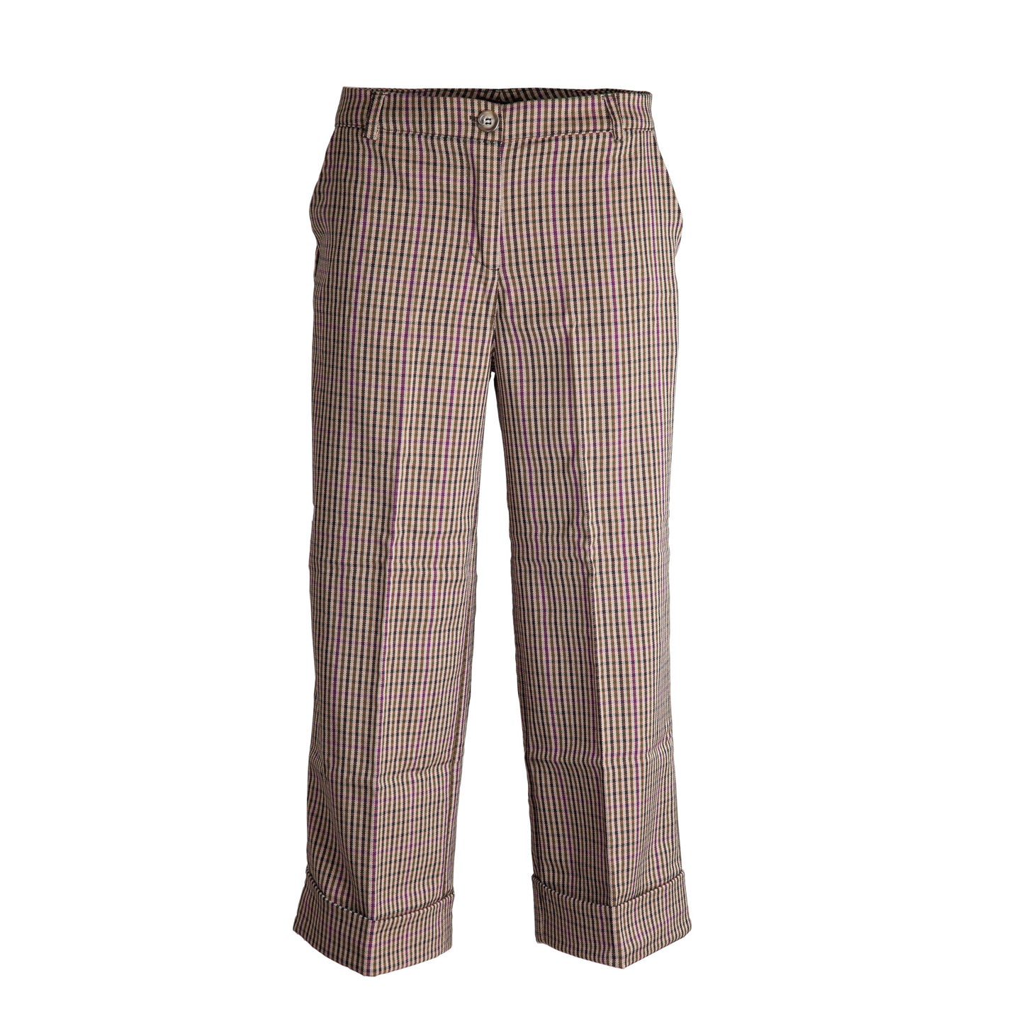 Pantalone donna ampio in fantasia tasca uomo casual made in italy 1481