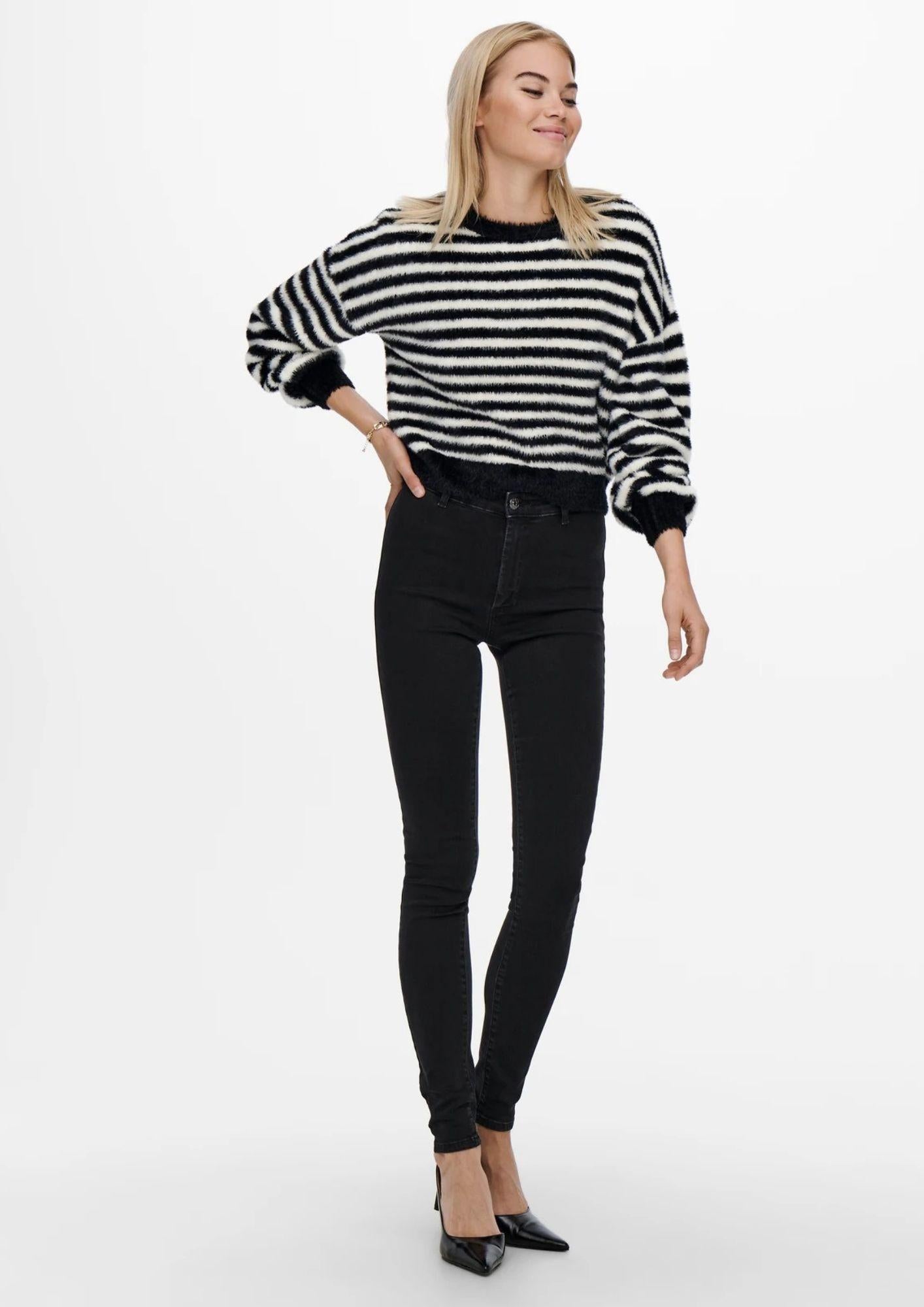 Only Maglione Donna Piumo Nero Egret