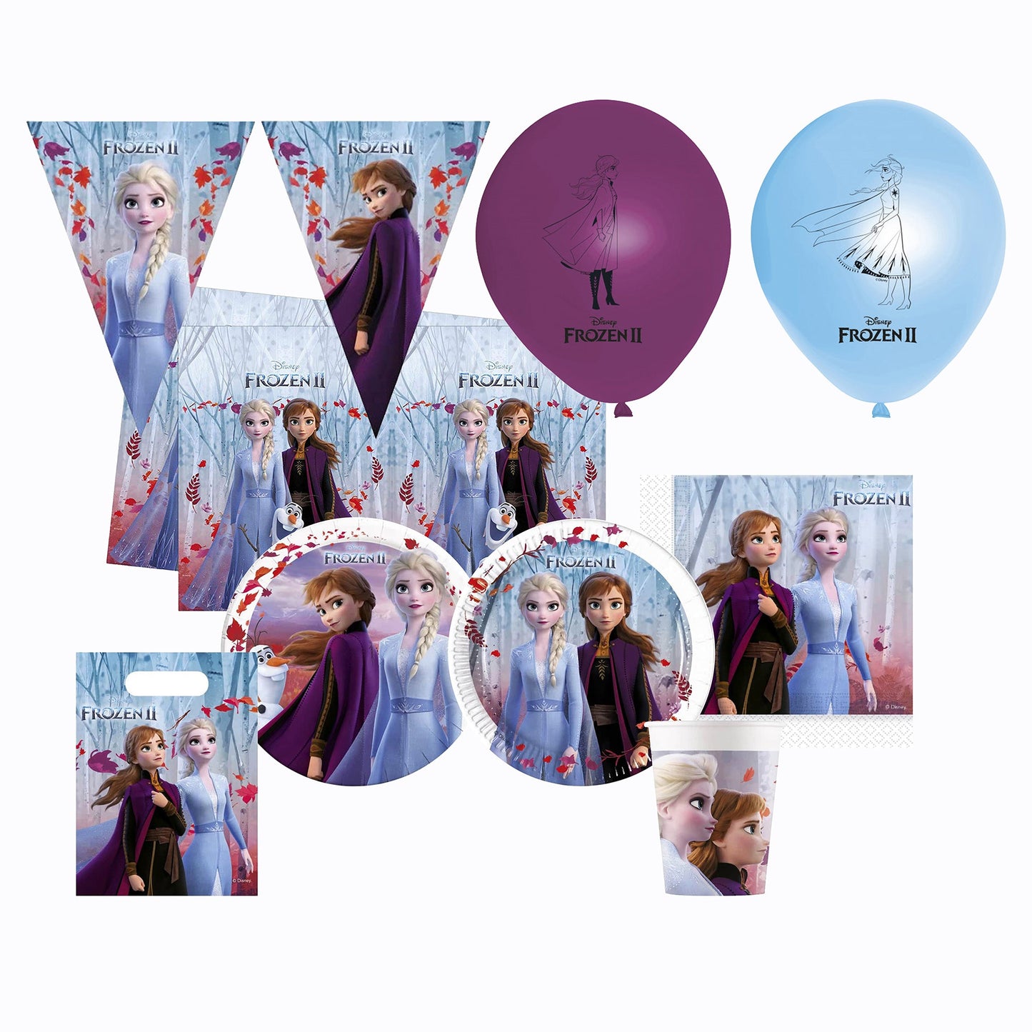 Kit party Disney Frozen II 24 persone bicchieri piatti tovaglia tovaglioli 1616