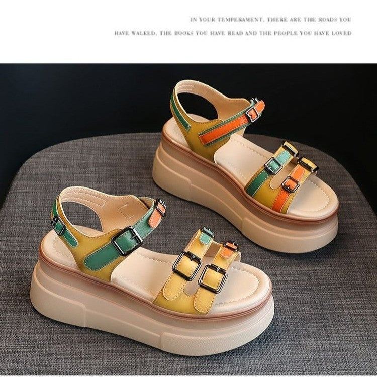 Colorful Color Matching Trendy Women's Summer Platform Sandals