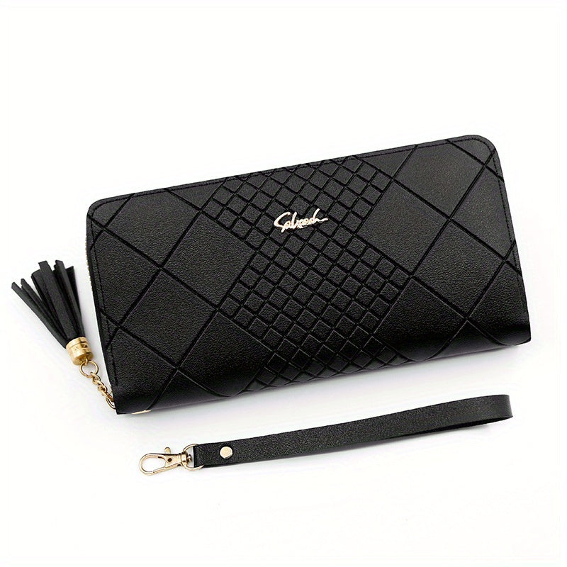 Stylish Red Faux Leather Long Wallet for Women - Spacious Multiple Card Slots, Secure Zip Closure, Durable Polyester Lining, and Chic Design