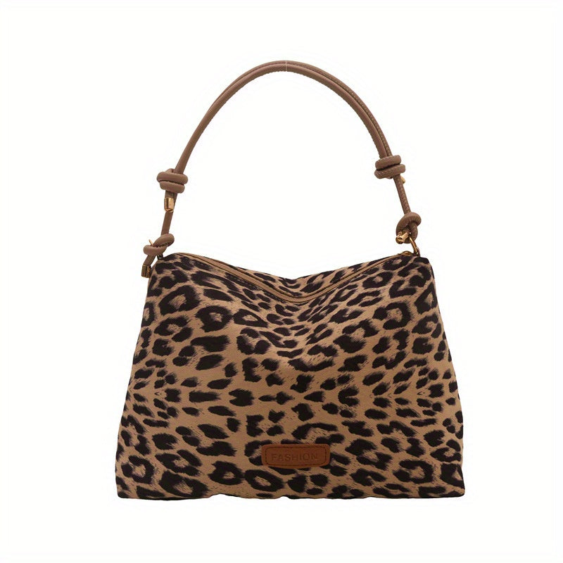 Women's Leopard Print Large Capacity Crossbody Bag, Casual Shoulder Bag, PU Leather Tote Bag With Adjustable Strap