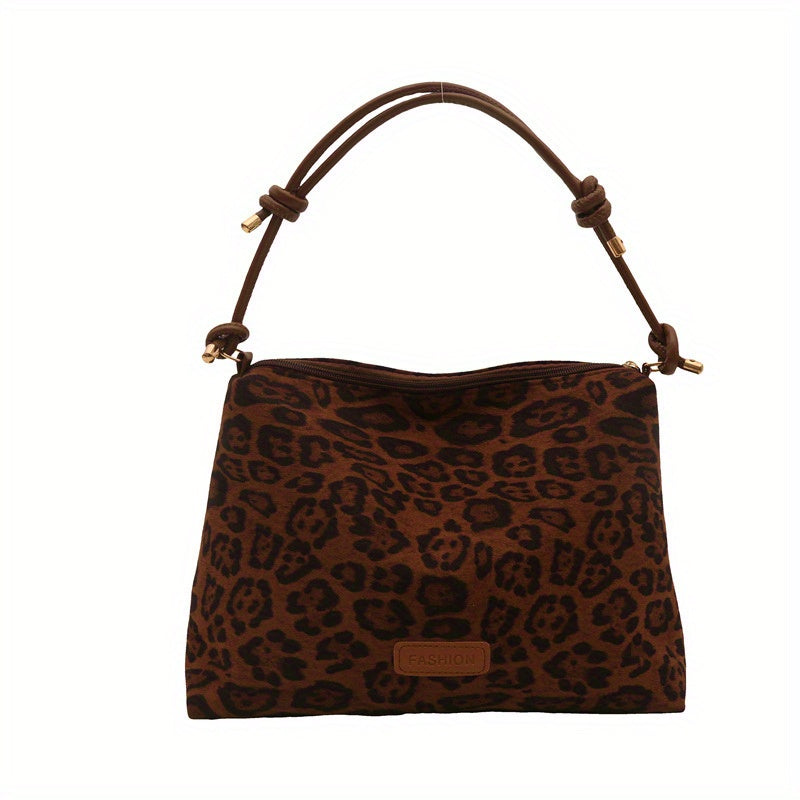 Women's Leopard Print Large Capacity Crossbody Bag, Casual Shoulder Bag, PU Leather Tote Bag With Adjustable Strap
