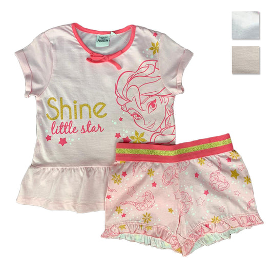 Pigiama bambina Disney Frozen T-shirt e pantaloncino in cotone stampato 1845