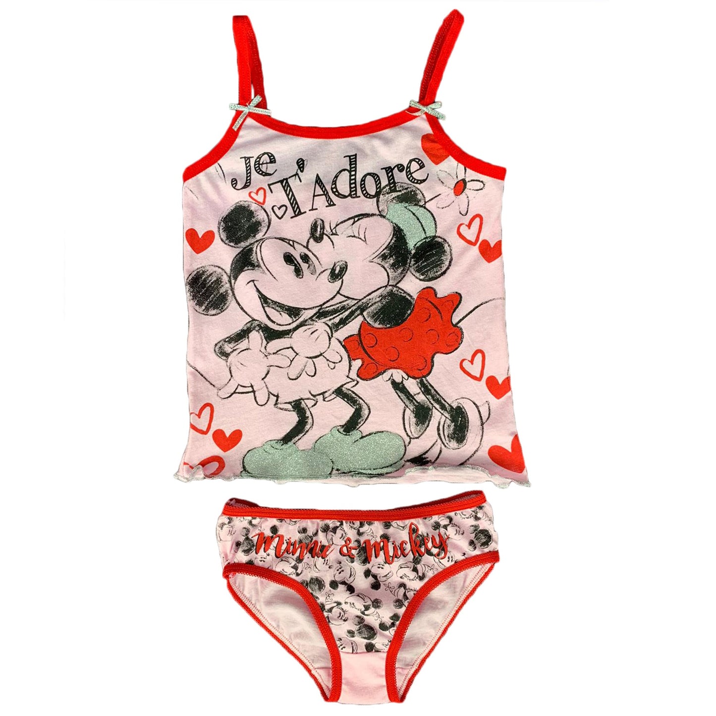 Canotta + slip per bambina Disney Minnie in cotone stampato 1846