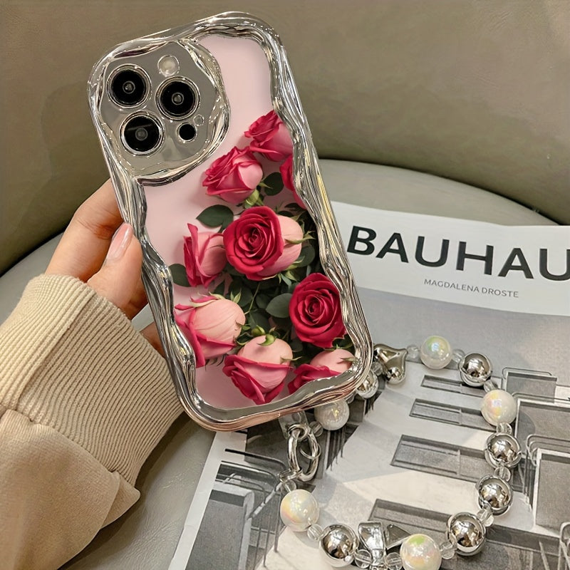 Cartoon Electroplated Cream Pattern Soft TPU Phone Case with Lanyard for iPhone 14/14Plus/14Pro/14Pro Max, 13/13Pro/13Pro Max, 12/12Pro/12Pro Max, 11/11Pro/11Pro Max, X/XS/XS Max, 6/6plus/7plus/8plus - Anti-Fall Protection