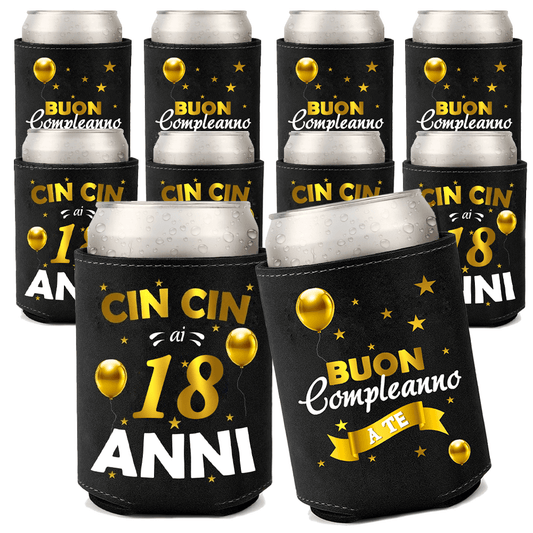 Raffredda Lattina Ecopelle Sintetica Nera Confezione da 10 - Buon 18 Compleanno