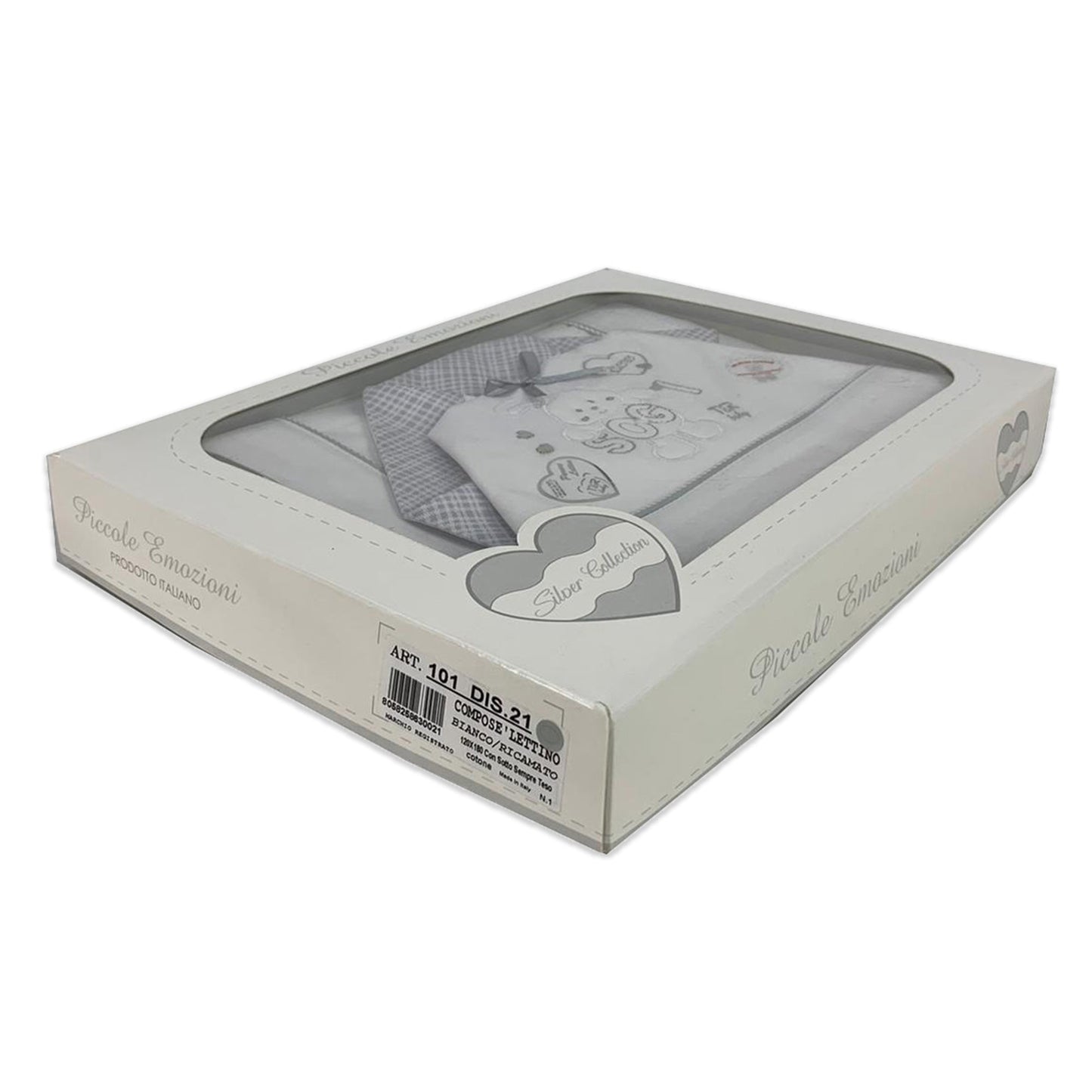 Coordinato lettino Piccole Emozioni neonato set 3 pezzi in cotone ricamato 1941