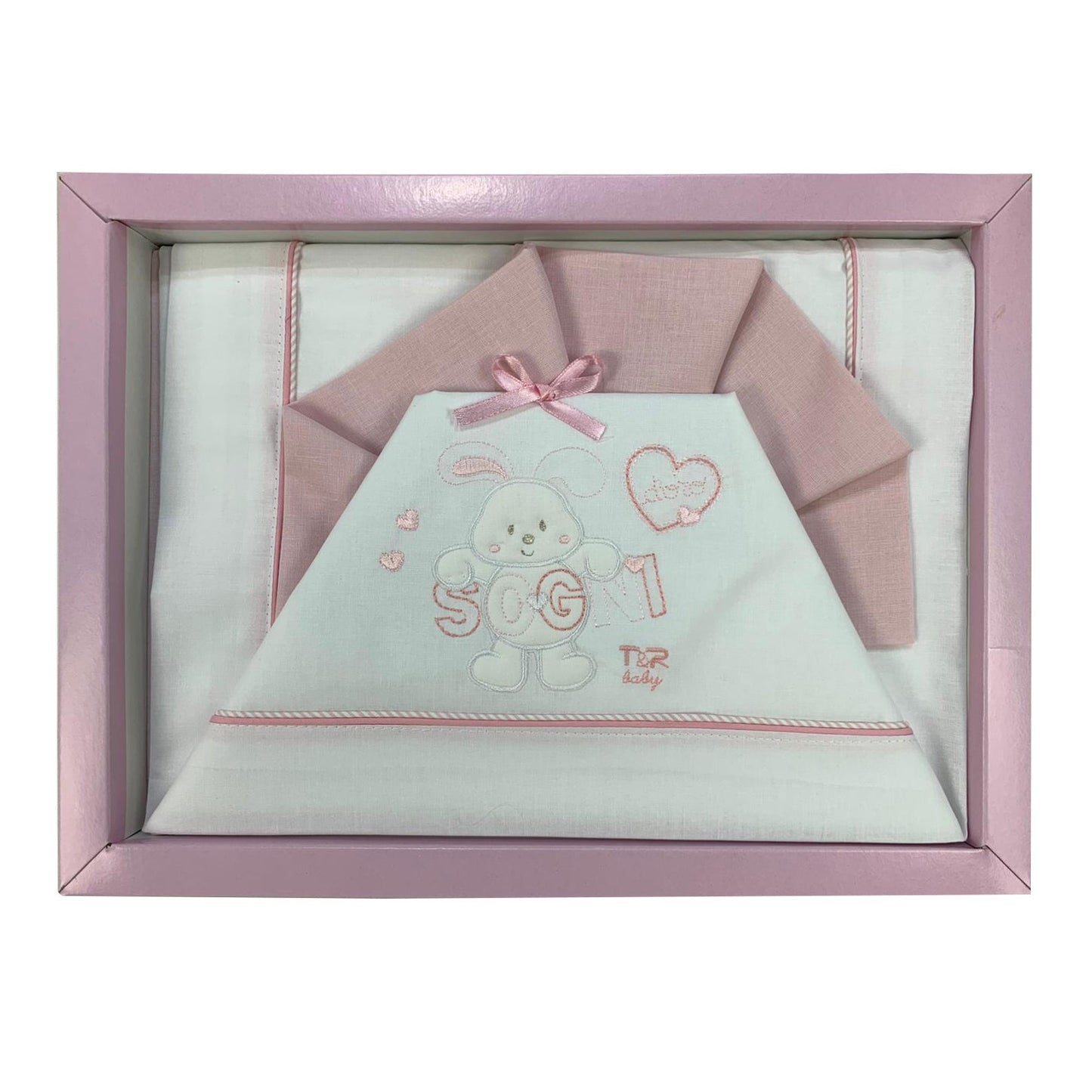 Coordinato lettino Piccole Emozioni neonato set 3 pezzi in cotone ricamato 1941