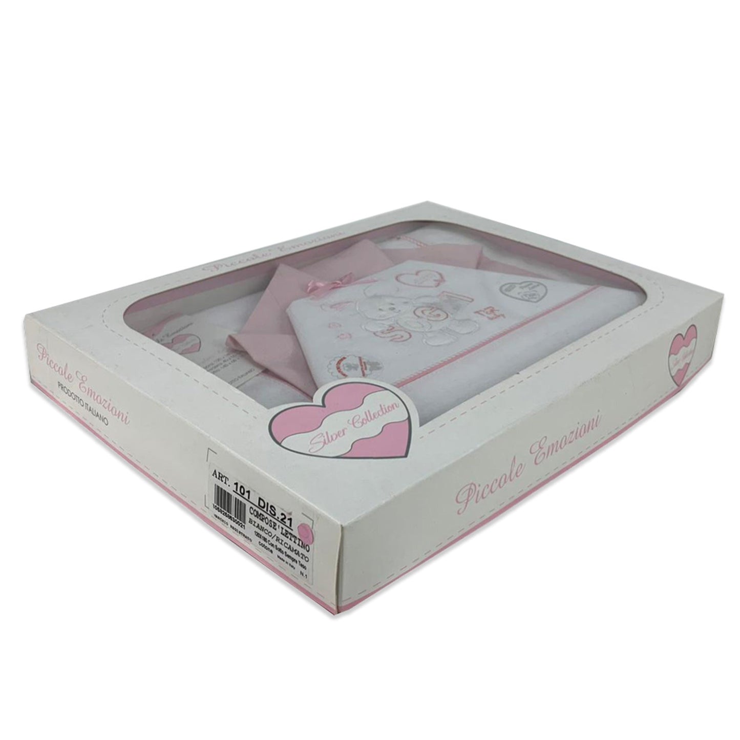 Coordinato lettino Piccole Emozioni neonato set 3 pezzi in cotone ricamato 1941