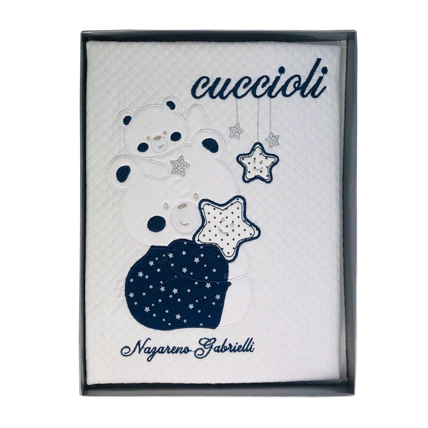 Copertina culla carrozzina ricamata Nazareno Gabrielli neonato 1953