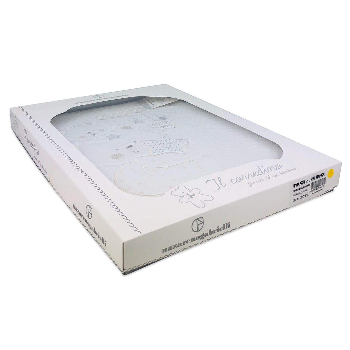 Copertina culla carrozzina ricamata Nazareno Gabrielli neonato 1953