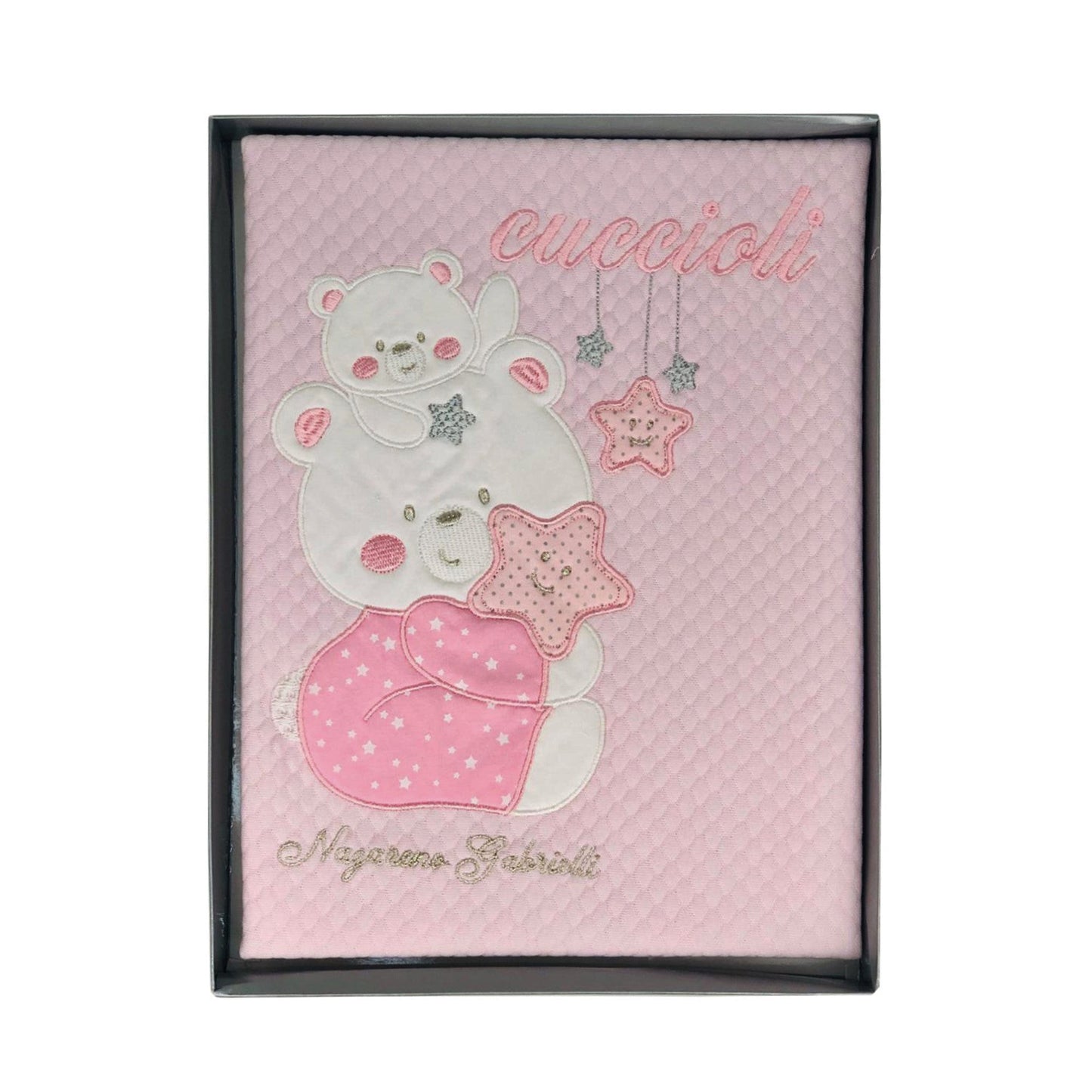 Copertina culla carrozzina ricamata Nazareno Gabrielli neonato 1953