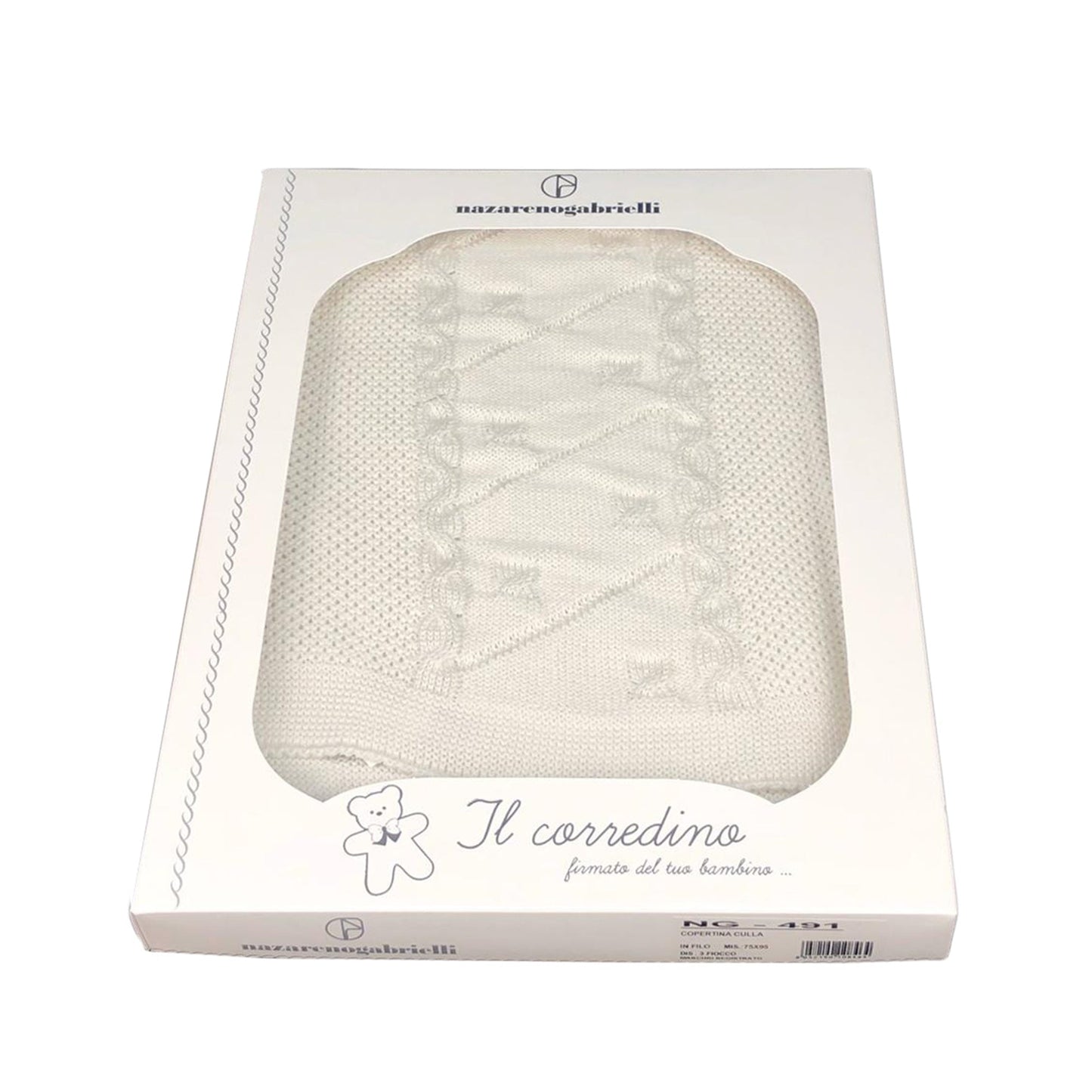 Copertina neonato in filo per culla carrozzina Nazareno Gabrielli 1962