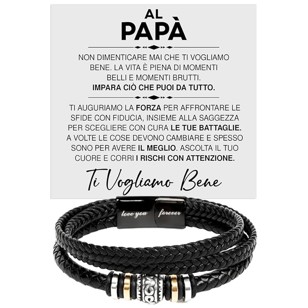 Bracciale Pelle Intrecciata Al Papà - Ti Vogliamo Bene.