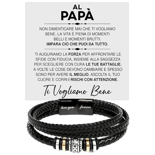 Bracciale Pelle Intrecciata Al Papà - Ti Vogliamo Bene.