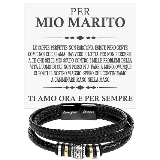 Bracciale Pelle Intrecciata Per mio Marito - Ti Amo ora e per Sempre.