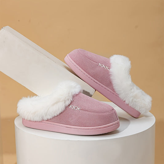 Cozy Plush-Lined Winter Slippers for Men & Women - Warm, Non-Slip Soft Sole Indoor/Outdoor Shoes with Comfortable Fuzzy Lining, Perfect for Home Use, Casual Slip-Ons in Solid Colors