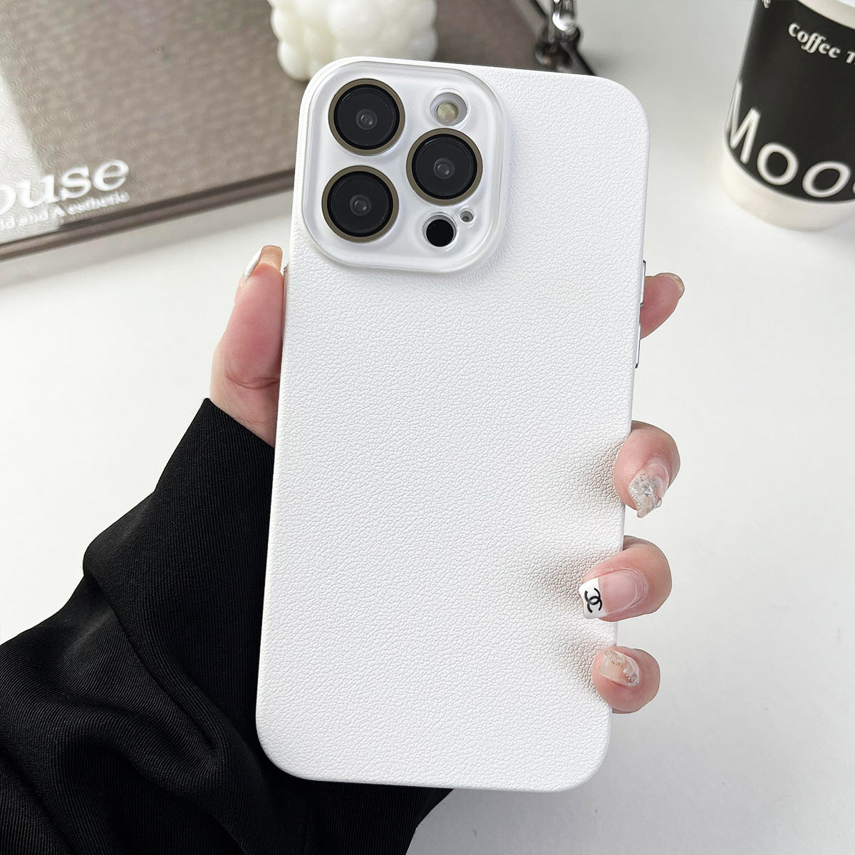 Solid Color Lychee Pattern Phone Case