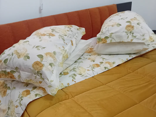 Completo Letto Matrimoniale Fantasia Cotone - Federe Volants LIBERTY