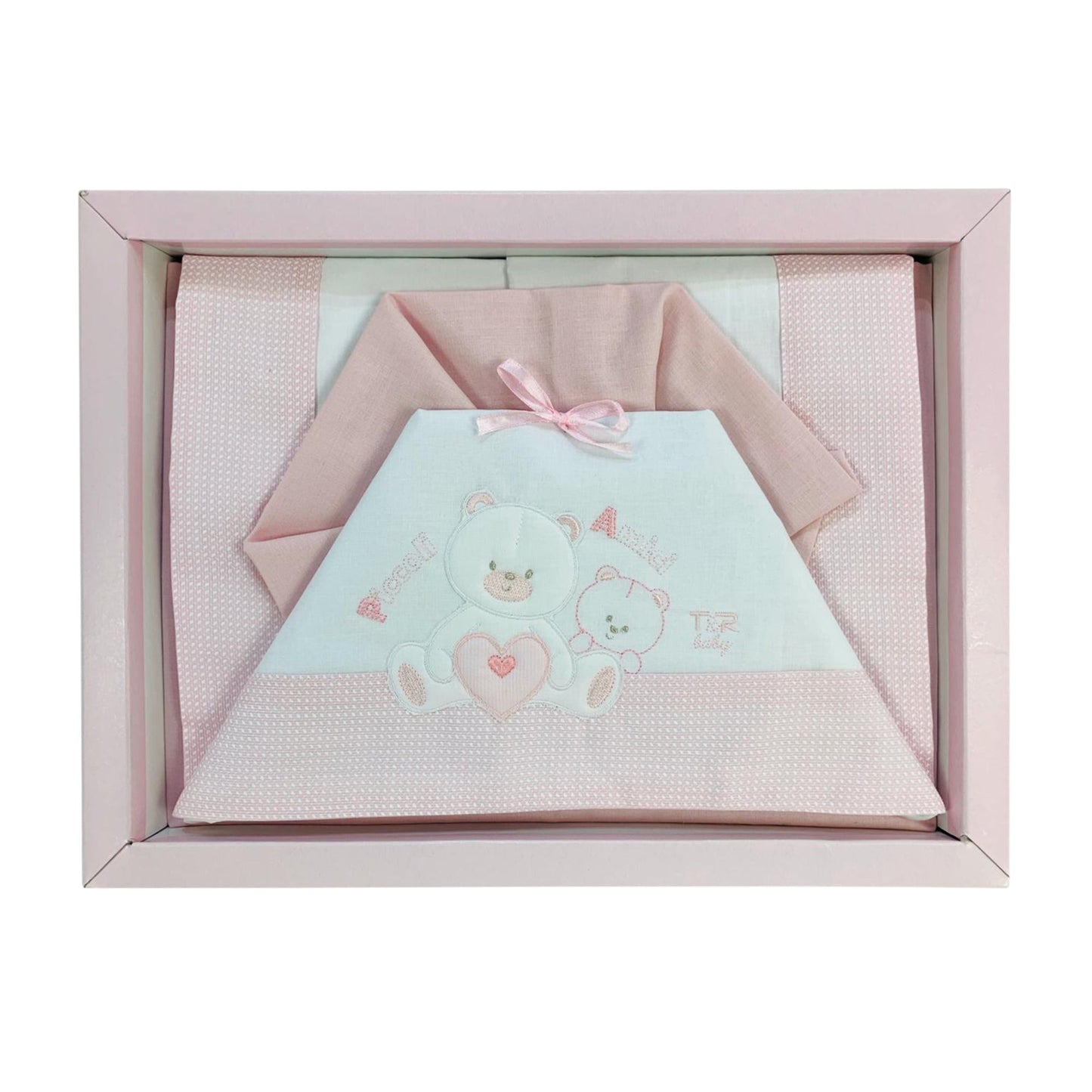 Coordinato lettino Piccole Emozioni neonato set 3 pezzi in cotone ricamato 2525