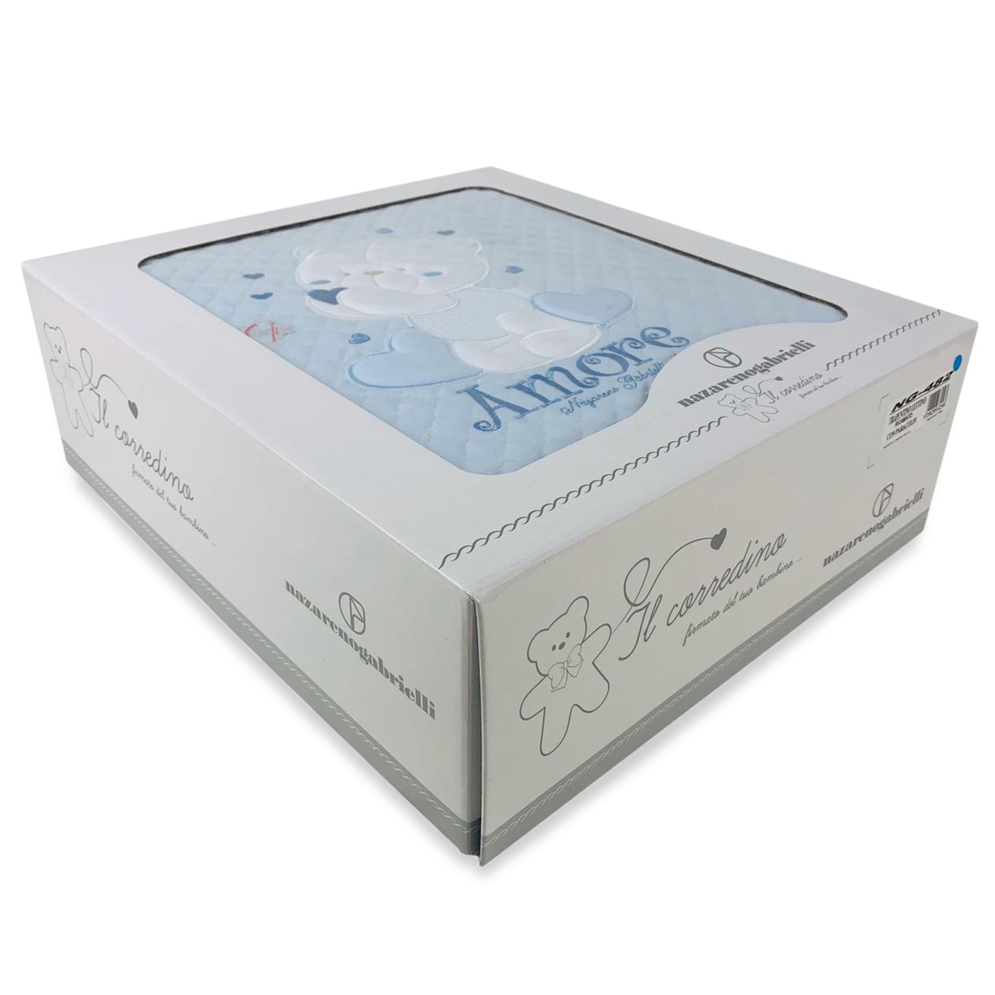 Trapuntino ricamato Nazareno Gabrielli per culla lettino + paracolpi 2534