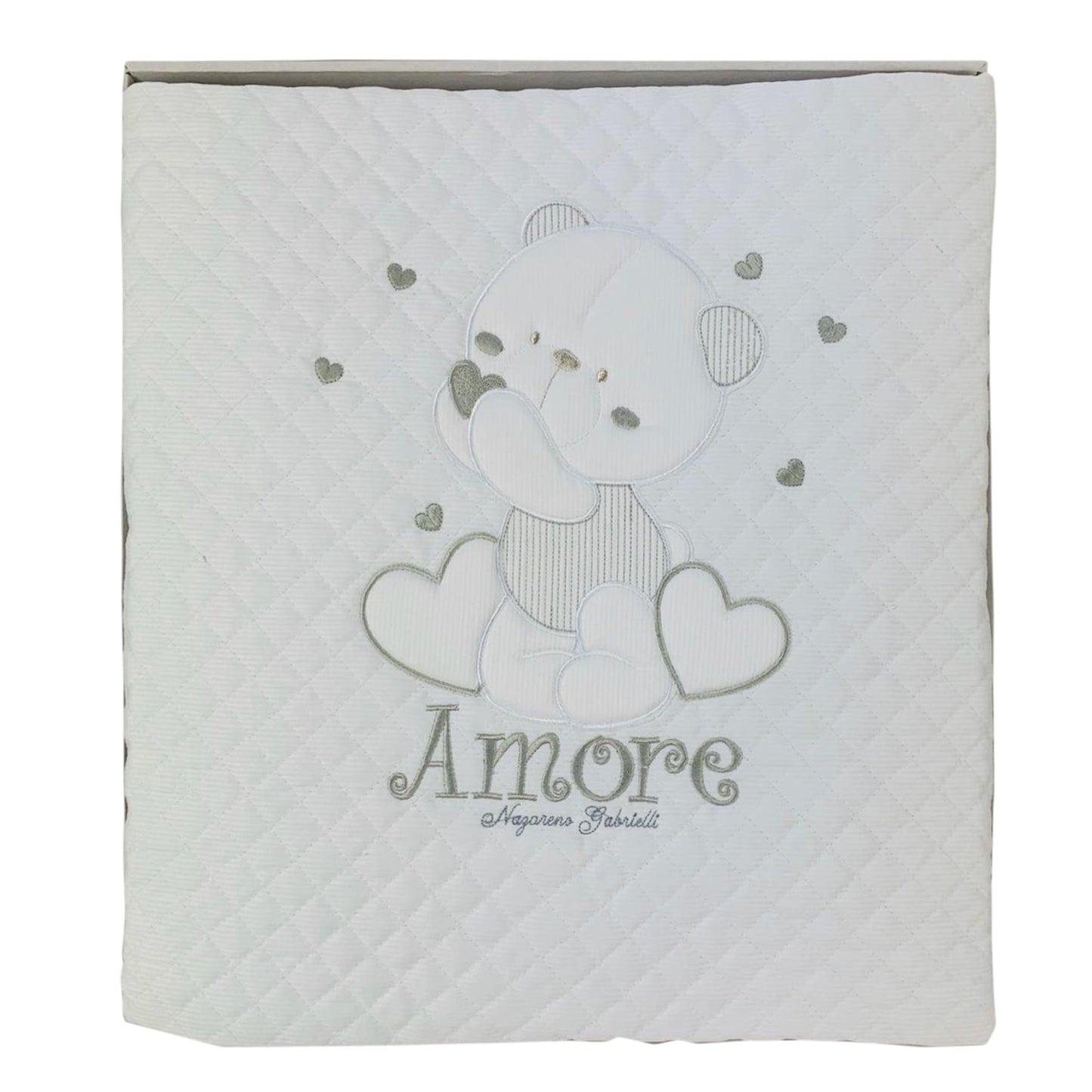 Trapuntino ricamato Nazareno Gabrielli per culla lettino + paracolpi 2534