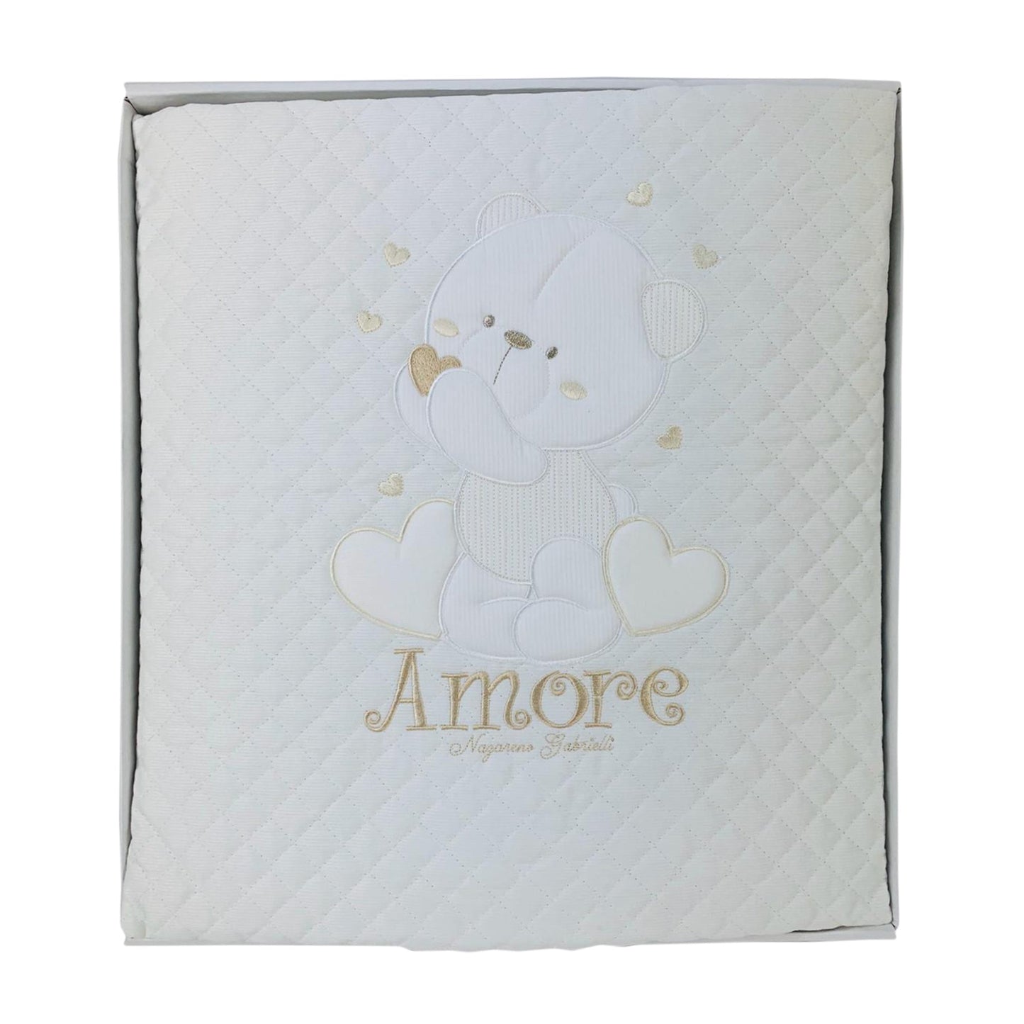 Trapuntino ricamato Nazareno Gabrielli per culla lettino + paracolpi 2534