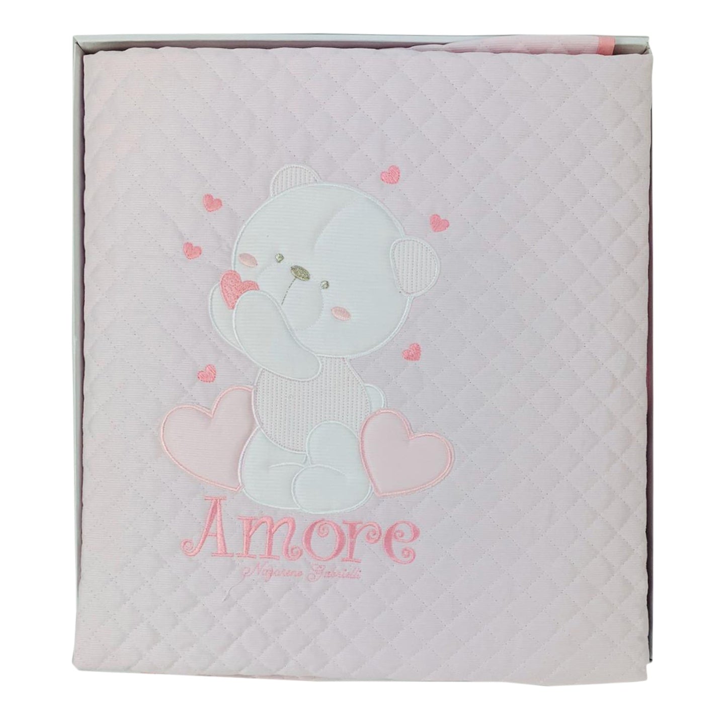 Trapuntino ricamato Nazareno Gabrielli per culla lettino + paracolpi 2534